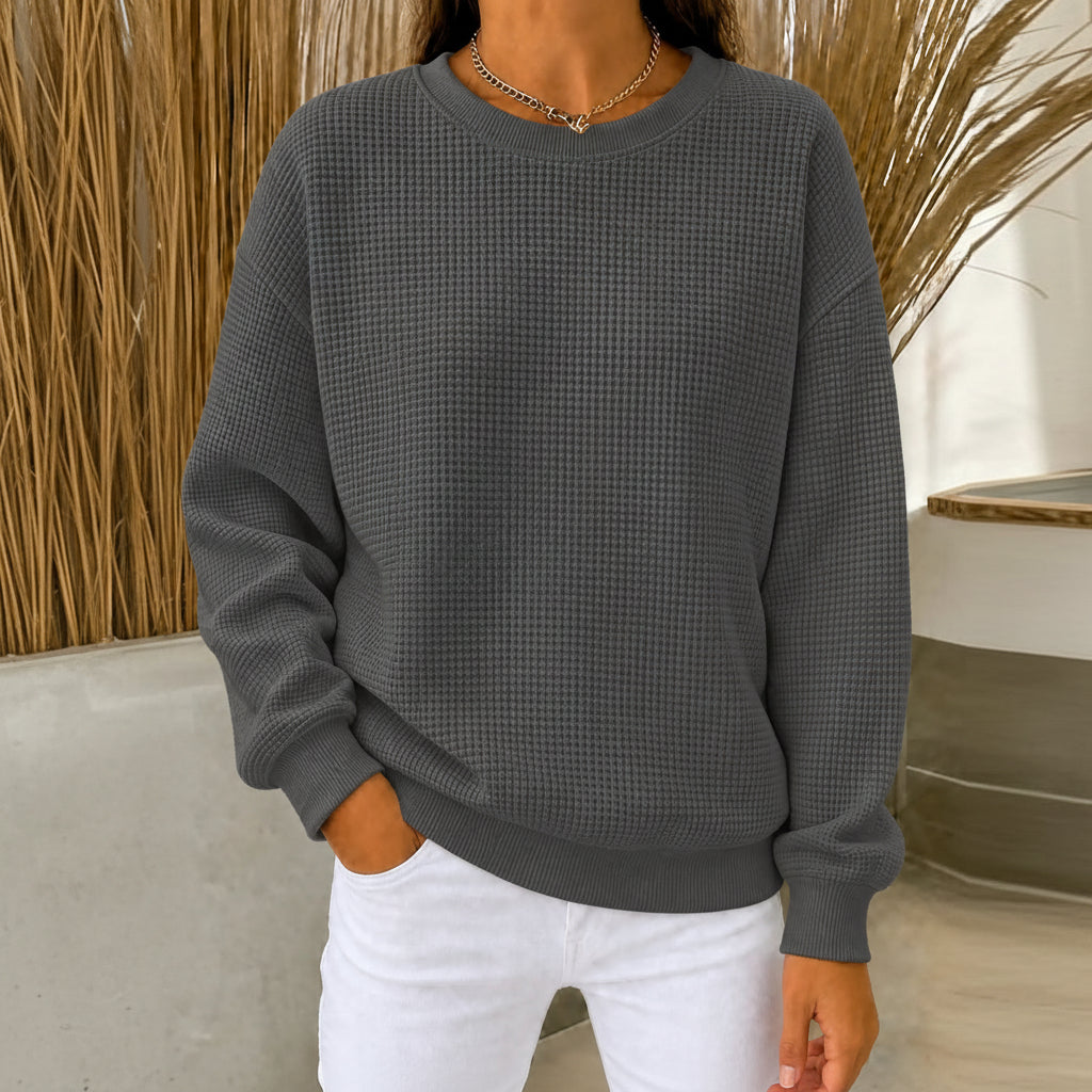 CLEARANCE SALE🔥Women's Waffle Knit Crewneck Sweatshirt