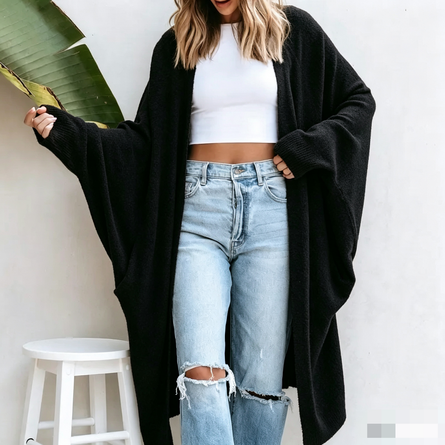Women's Longline Cardigan – Dolman Sleeves