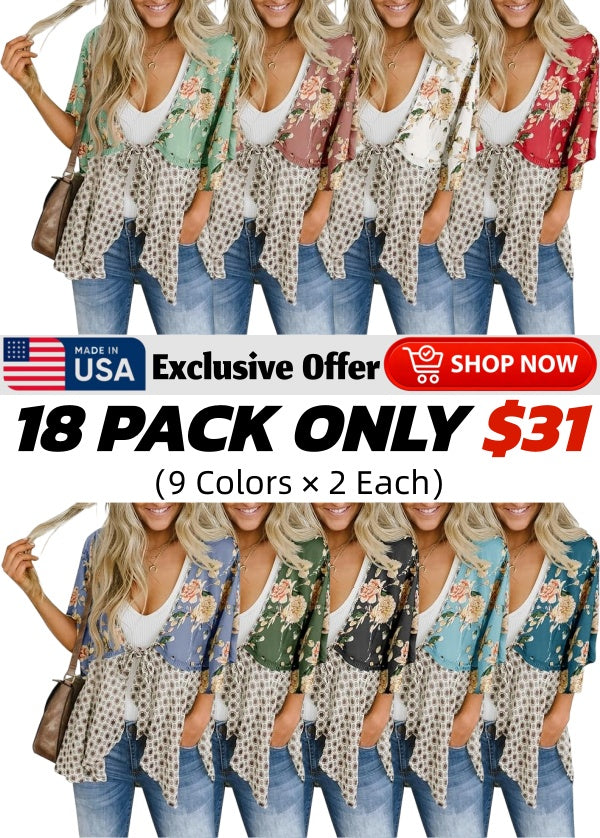 Womens Tie Front Kimono Cardigans Flowy Cover Ups