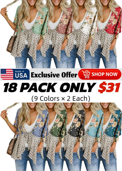 Womens Tie Front Kimono Cardigans Flowy Cover Ups