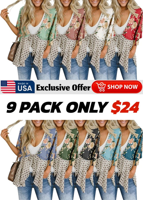 Womens Tie Front Kimono Cardigans Flowy Cover Ups